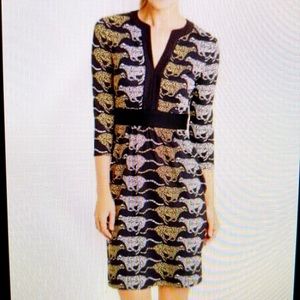 J. McLaughlin V Neck Dress XS Running Leopards